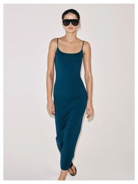 Zara Sleek Teal Slip Dress – Women